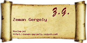 Zeman Gergely névjegykártya